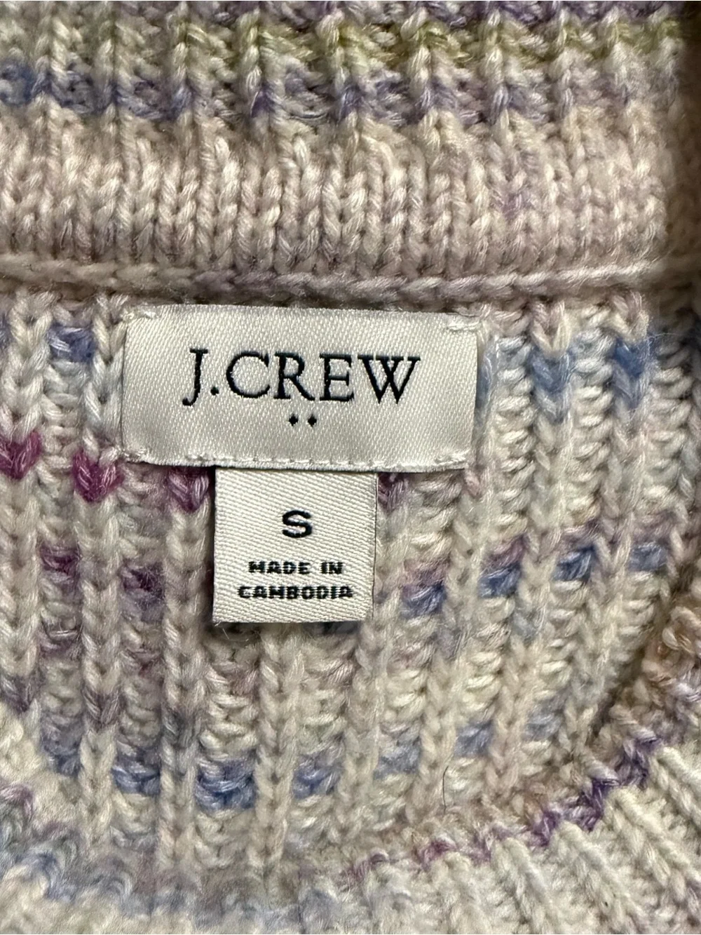 J Crew Pastel Multicolor Space Day Knit Cotton Blend Sweater